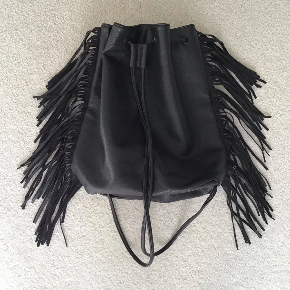 Victoria's Secret Black Fringe Bag